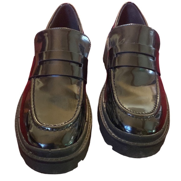 Zara lug sole patent leather slip on platform loafers 39 - Picture 1 of 9